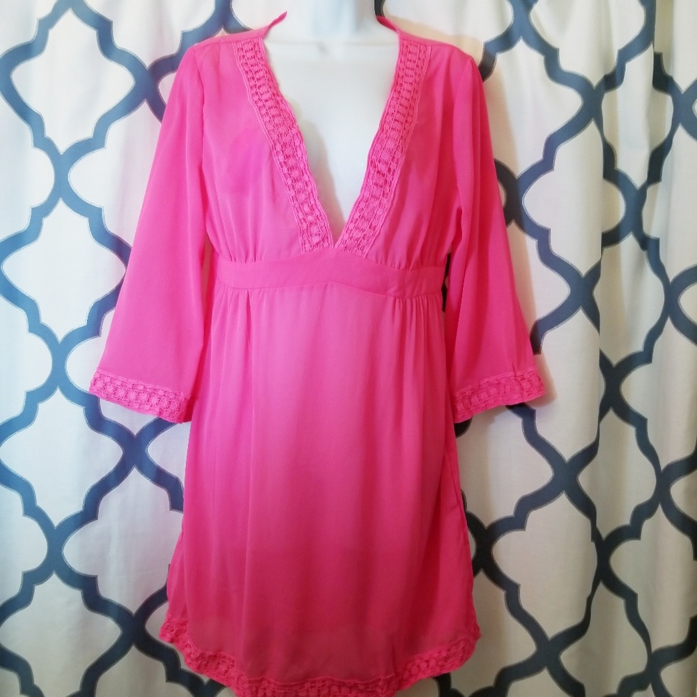 Hot Pink BOHO Style Beach Cover Up